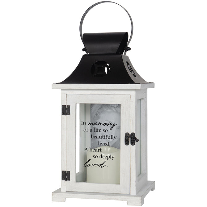 Lantern-White Wood In Memory Picture Frame